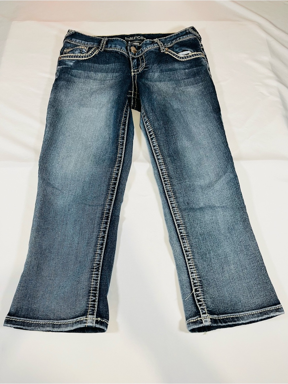 Maurices Dark Blue Cropped Straight-Leg Jeans